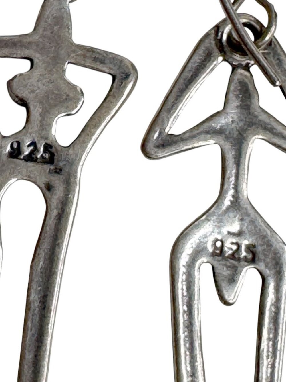 Sterling silver 925 indigenous figure couple dangle earrings - Picture 5 of 7